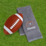 Gepersonaliseerde geborduurde voetbalhelm super absorberende 100% katoenen handdoek met naam en nummer verjaardag team cadeau voor voetballers liefhebbers