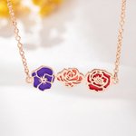 Personalized Dainty 1-8 Colorful Birth Flower Pendant Necklace Family Jewelry Birthday Mother's Day Gift for Women
