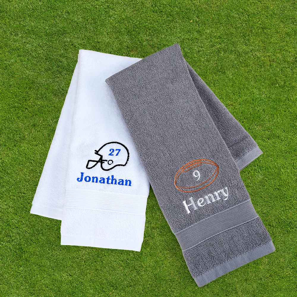 Serviette de bain 100% coton super absorbante avec nom et numéro Cadeau d'anniversaire pour les amoureux du football