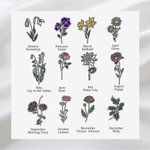 Personalized Hand-made Watercolor Birth Flower Bookmark with Name Birthday Gift for Books Lover Reader