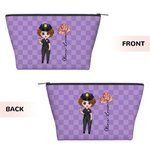 Personlig Poliskvinna Tecknad karaktär Födelseblomma Sminkväska med namn Gradering Födelsedagspresent för kvinnlig polis