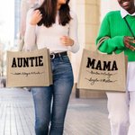 Personalized Leopard Print Love Heart 1-12 Names Reusable Large Jute Tote Bag with Nickname Mother's Day Birthday Gift for Women