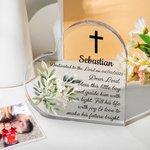Personalized Cross Heart-shaped Acrylic Plaque with Name and Text Communion Party Home Decor Christening Baptism Gift for Family Friend