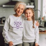 Personalized Multicolor Bow Grandma Soft Sweatshirt Hoodie with 1-12 Grandkids' Names Mother's Day Birthday Gift for Grandma Mom