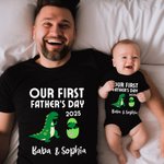 Personalized Green Dinosaur Father and Baby Cute Set Matching Set Shirt Father New Dad Gift Our First Father's Day
