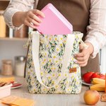 Personalized Embroidered Daisy Drawstring Lunch Bag with Engraved Name and Pockets Birthday Back to School Picnic Gift for Women Kids