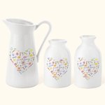 Personalized Colorful Heart Birth Flower Word Cloud Ceramic Flower Vase with 1-15 Names Birthday Mother's Day Gift for Mom Grandma Family
