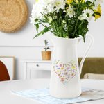 Personalized Colorful Heart Birth Flower Word Cloud Ceramic Flower Vase with 1-15 Names Birthday Mother's Day Gift for Mom Grandma Family