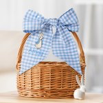 Personalisierte Bestickte Süße Kaninchen Kreuz Baumwolle Gingham Osternkorb Kranz Schärpe mit Namen Haustür Deko Ostern Taufe Geschenk für Kinder