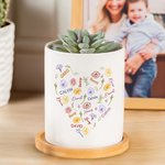 Henkilökohtainen värikäs Sydän Syntymä Kukka Nimi Pilvi Keraaminen Planter Potti salaojitus ja bambu pohja Syntymäpäivä Äitienpäivä lahja äidille isoäitiille
