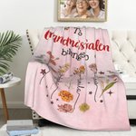 Personalized Multicolor Heart Birth Flower Garden Soft Family Throw Blanket with 1-12 Names Home Decor Birthday Mother's Day Gift for Mom Grandma