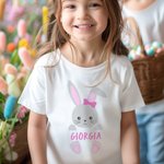 Maglietta a maniche corte o body per neonati con coniglietto di Pasqua personalizzato con nome 100% cotone regalo perfetto per bambini