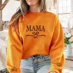 Personalized Multicolor Bow Grandma Soft Sweatshirt Hoodie with 1-12 Grandkids' Names Mother's Day Birthday Gift for Grandma Mom