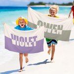 Personalized Artistic Two-color Collage Name Quick Dry Oversized Microfiber Beach Towel Holiday Travel Essential Birthday Gift for Family Friends