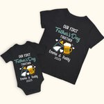 Personalised Coloured Milk Bottles and Beer 100% Cotton Dad and Baby Matching Shirt Father’s Day Gift for Baby and Men