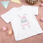 Maglietta a maniche corte o body per neonati con coniglietto di Pasqua personalizzato con nome 100% cotone regalo perfetto per bambini