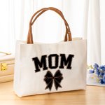 Gepersonaliseerde luipaardstrik Canvas boodschappentas met titel en leren handvat Moederdag Verjaardag Waardering Cadeau voor mama Oma Vrouwen