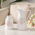 Personalized Colorful Heart Birth Flower Word Cloud Ceramic Flower Vase with 1-15 Names Birthday Mother's Day Gift for Mom Grandma Family