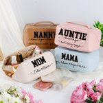 Stampa leopardata personalizzata 1-12 nomi Borsa per il trucco in pelle PU Accessori da viaggio Regalo di compleanno per la festa della mamma per lei