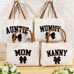 Gepersonaliseerde luipaardstrik Canvas boodschappentas met titel en leren handvat Moederdag Verjaardag Waardering Cadeau voor mama Oma Vrouwen