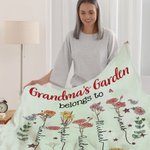 Personalized Multicolor Heart Birth Flower Garden Soft Family Throw Blanket with 1-12 Names Home Decor Birthday Mother's Day Gift for Mom Grandma