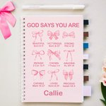 Personalized God Say You Are Beautiful Victorious Bow-knot A5 Spiral Notebook with Name Birthday Baptism Gift for Christian