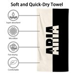 Personalized Artistic Two-color Collage Name Quick Dry Oversized Microfiber Beach Towel Holiday Travel Essential Birthday Gift for Family Friends