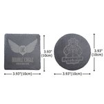 Personalized Set of 4 Engraved Logo Photo Slate Coaster with Bamboo Coaster Holder Office Decor Promotion Gift for Corporate Business Partner