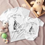 T-shirt Onesie Bébé 100% Coton Minimaliste Personnalisé avec Nom Motif Bière et Bouteille de Lait Cadeau Anniversaire Fête des Pères pour Nouveau Papa