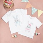 Maglietta a maniche corte o body per neonati con coniglietto di Pasqua personalizzato con nome 100% cotone regalo perfetto per bambini