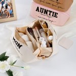 Stampa leopardata personalizzata 1-12 nomi Borsa per il trucco in pelle PU Accessori da viaggio Regalo di compleanno per la festa della mamma per lei