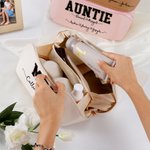 Stampa leopardata personalizzata 1-12 nomi Borsa per il trucco in pelle PU Accessori da viaggio Regalo di compleanno per la festa della mamma per lei