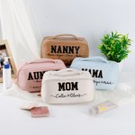 Stampa leopardata personalizzata 1-12 nomi Borsa per il trucco in pelle PU Accessori da viaggio Regalo di compleanno per la festa della mamma per lei