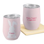 Bicchiere da 355ml termico isolato personalizzato con nome e testo regalo di Pasqua per famiglia e bambini