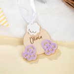 Etiquette en bois personnalisée avec nom gravé et ruban blanc pour panier de Pâques Cadeau de fête pour enfants