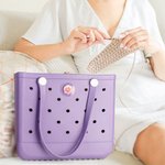 Personalized Portable Birth Flower Yarn Spinner Clear Name Storage Bag Set Crochet Knitting Accessories for Bogg Birthday Gift for Craft Lovers