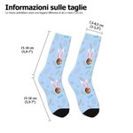 Calzini lunghi fino a metà polpaccio personalizzati con foto nome e figure di carota e uovo di Pasqua regalo per bambini