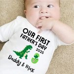 Personalized Green Dinosaur Father and Baby Cute Set Matching Set Shirt Father New Dad Gift Our First Father's Day