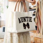 Gepersonaliseerde luipaardstrik Canvas boodschappentas met titel en leren handvat Moederdag Verjaardag Waardering Cadeau voor mama Oma Vrouwen