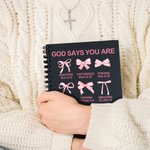 Personalized God Say You Are Beautiful Victorious Bow-knot A5 Spiral Notebook with Name Birthday Baptism Gift for Christian