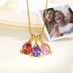 Personalized Dainty 1-6 Teardrop Birthstone Necklace Family Jewelry Mother's Day Birthday Appreciation Gift for Mom Grandma
