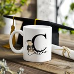 Personalized Bachelor Uniform Bear 11 oz 15 oz Ceramic Mug with Name and Initial Birthday Graduation Celebration Gift for Graduates Classmates