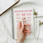 Personalized God Say You Are Beautiful Victorious Bow-knot A5 Spiral Notebook with Name Birthday Baptism Gift for Christian