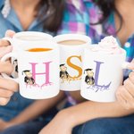 Personalized Bachelor Uniform Bear 11 oz 15 oz Ceramic Mug with Name and Initial Birthday Graduation Celebration Gift for Graduates Classmates