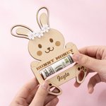 Personalized Cute Bunny Wooden Money Holder with Name Easter Basket Stuffers Home Decor Birthday Gift for Boys Girls