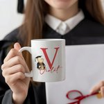 Personalized Bachelor Uniform Bear 11 oz 15 oz Ceramic Mug with Name and Initial Birthday Graduation Celebration Gift for Graduates Classmates
