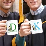 Personalized Bachelor Uniform Bear 11 oz 15 oz Ceramic Mug with Name and Initial Birthday Graduation Celebration Gift for Graduates Classmates