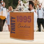 Personalized Blessing Message Portable 6 oz Leather Cover Hip Flask with Name and Age Birthday Wedding Gift for Men Liquor Lovers