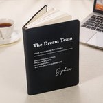 Personalized Dream Team PU Leather A5 Notebook with Name and Bookmark Team Appreciation Thank You Gift for Employee Office Workers