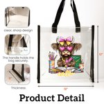 Personlig Coquette Bow Highland Cow Vattentät Clear Tote Bag med namn Barnens dag Tillbaka till skolan Födelsedagspresent för lärare Student